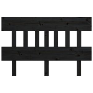 Testiera per Letto Nera 163,5x3x81 cm in Legno Massello di Pino