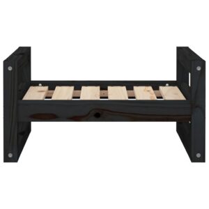 Cuccia per Cani Nera 55,5x45,5x28cm in Legno Massello di Pino