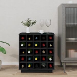 Portabottiglie Nero 55,5x34x61 cm in Legno Massello di Pino