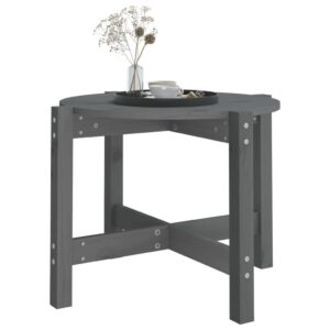Tavolino da Salotto Grigio Ø 62,5x45 cm Legno Massello di Pino