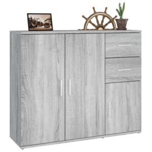 Credenza Grigio Sonoma 91x29,5x75 cm in Legno Multistrato