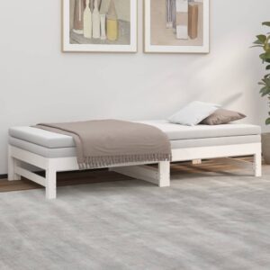 Dormeuse Estraibile Bianca 2x(90x190) cm Legno Massello di Pino