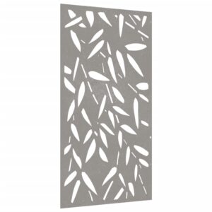Decorazione Muro Giardino 105x55 cm Foglie Bambù Acciaio Corten