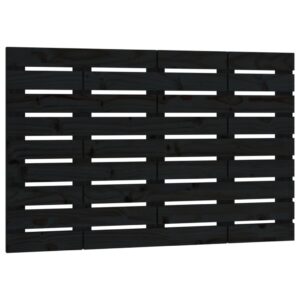 Testiera da Parete Nera 96x3x63 cm in Legno Massello di Pino