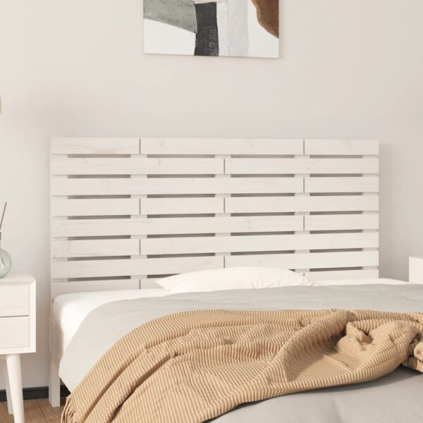 Testiera da Parete Bianca 146x3x63 cm in Legno Massello di Pino