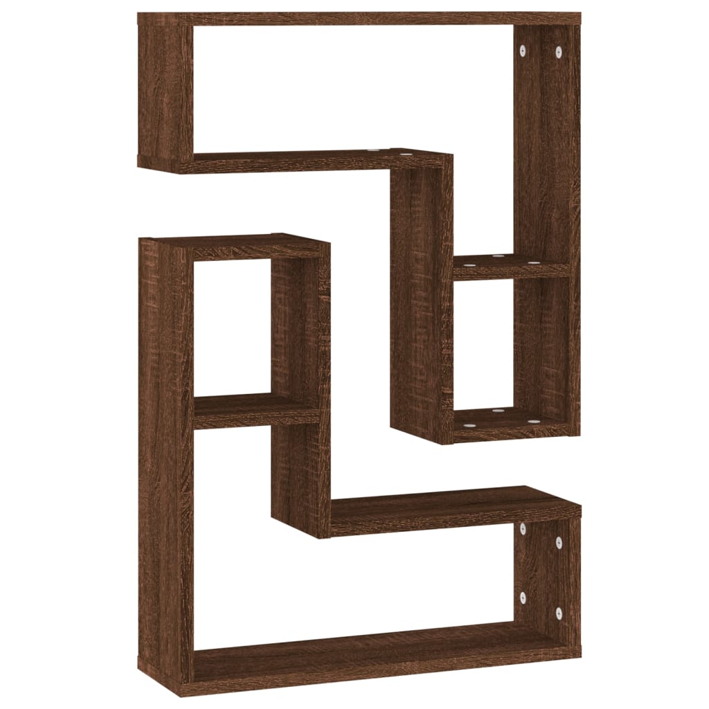 Mensole Parete 2pz Rovere Marrone 50x15x50 cm Legno Multistrato