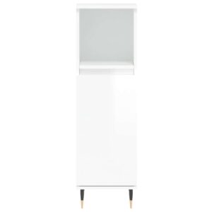 Armadietto Bagno Bianco Lucido 30x30x100cm in Legno Multistrato