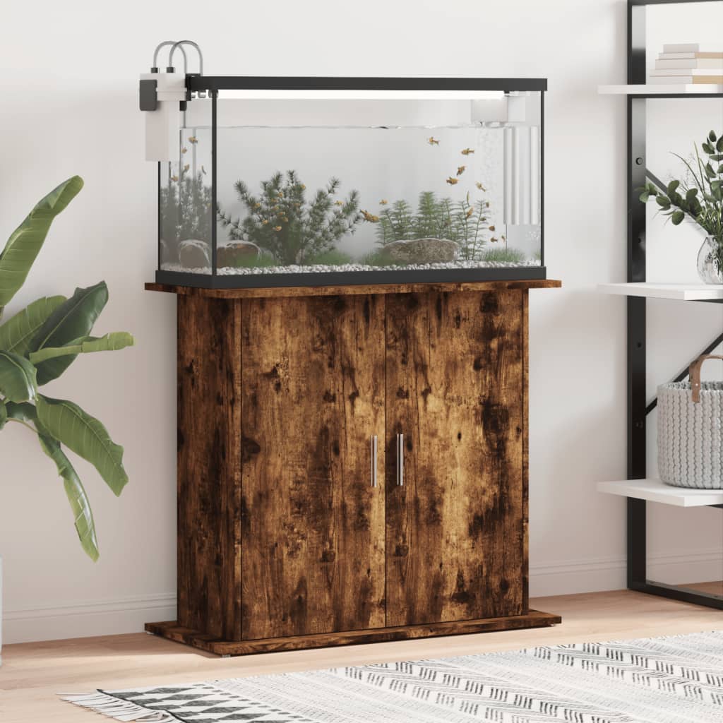 Supporto Acquario 81x36x73 cm in Legno Multistrato Rovere Fumo