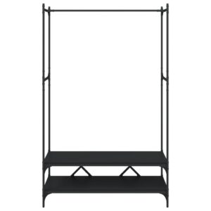 Appendiabiti con Scaffali Nero in Legno Multistrato