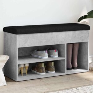 Panca per Scarpe Grigio Cemento 82x32x45,5cm Legno Multistrato