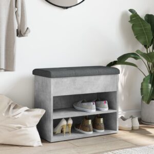 Panca Porta Scarpe Grigio Cemento 62x32x50cm Legno Multistrato