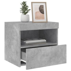 Comodino con Luci LED Grigio Cemento 50x40x45 cm