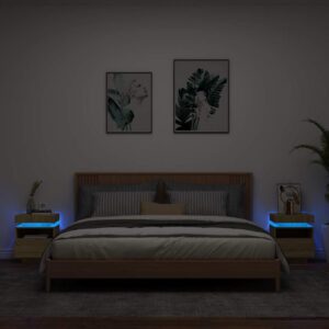 Comodini con Luci LED 2pz Rovere Sonoma 40x39x48,5 cm