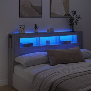 Testiera LED Grigio Sonoma 180x18,5x103,5 cm Legno Multistrato