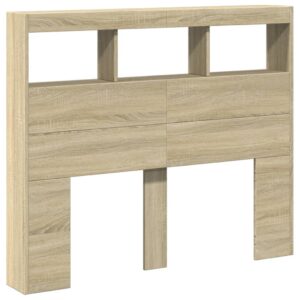 Testiera con Contenitore a LED Rovere Sonoma 120x17x102 cm