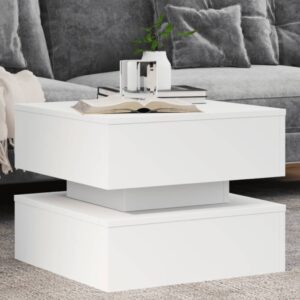 Tavolino da Salotto con Luci LED Bianco 50x50x40 cm