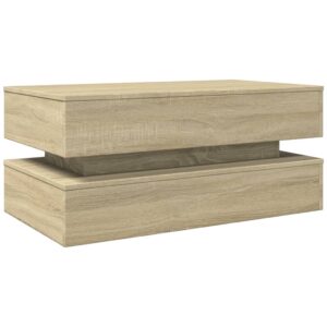 Tavolino da Soggiorno con Luci LED Rovere Sonoma 90x50x40 cm