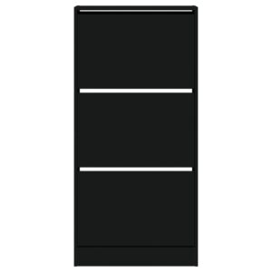 Scarpiera Nera 60x21x125,5 cm in Legno Multistrato