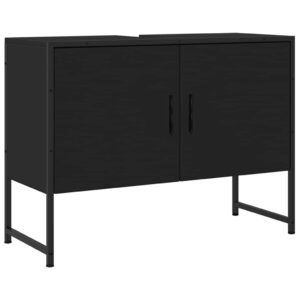 Mobile Lavabo Bagno Nero 60x30x60 cm Legno Multistrato