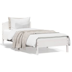 Letto senza Materasso Bianco 90x200 cm Legno Massello di Pino