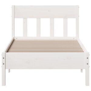 Letto senza Materasso Bianco 90x190 cm in Legno Massello Pino