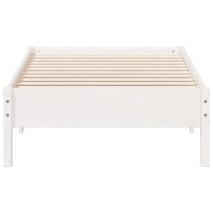 Letto senza Materasso Bianco 90x200 cm Legno Massello di Pino