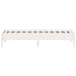 Letto senza Materasso Bianco 90x190 cm in Legno Massello Pino