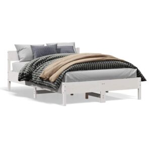 Letto senza Materasso Bianco 150x200 cm Legno Massello di Pino
