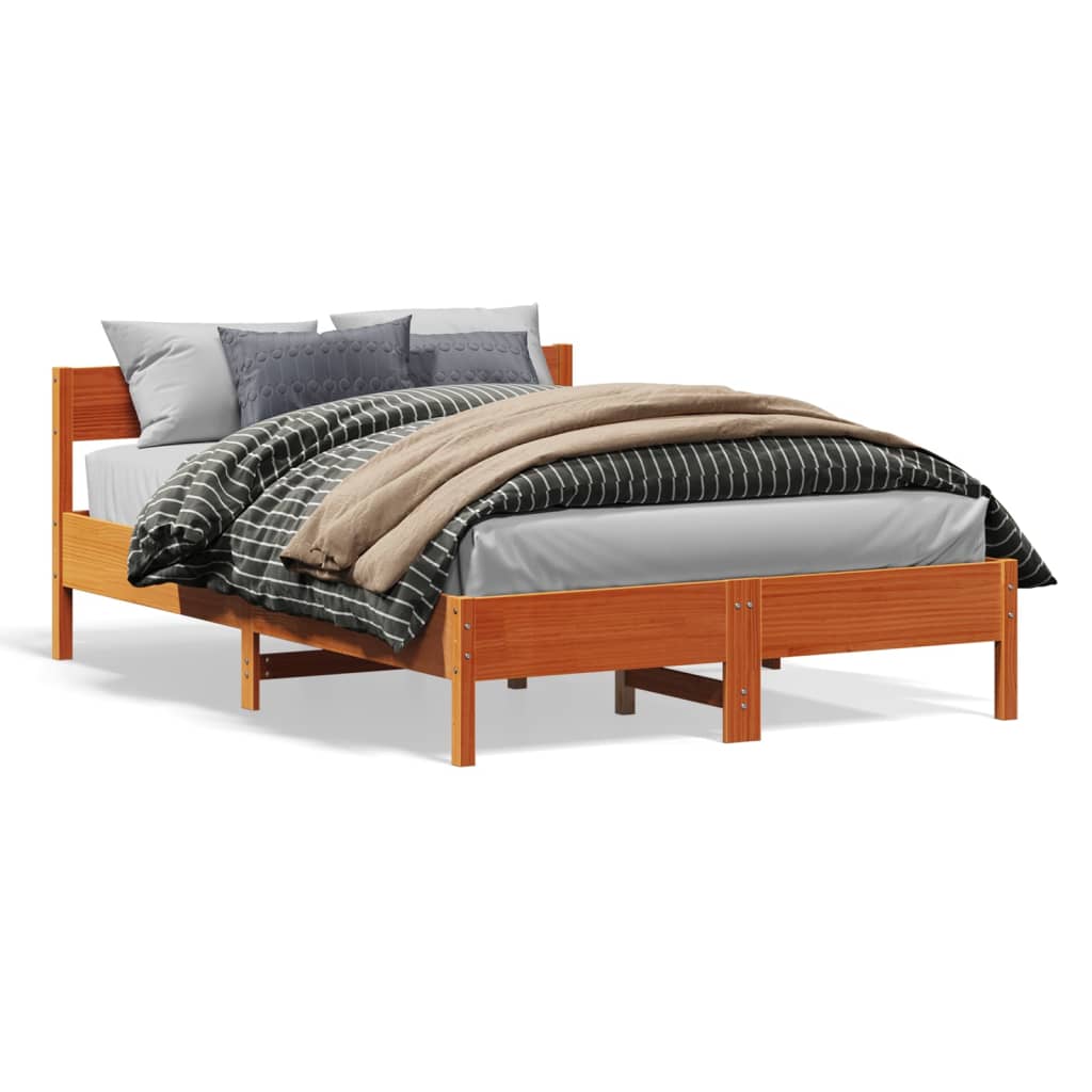 Letto senza Materasso Marrone Cera 140x190 cm in Legno di Pino