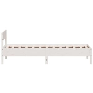 Letto senza Materasso Bianco 75x190 in Legno Massello di Pino