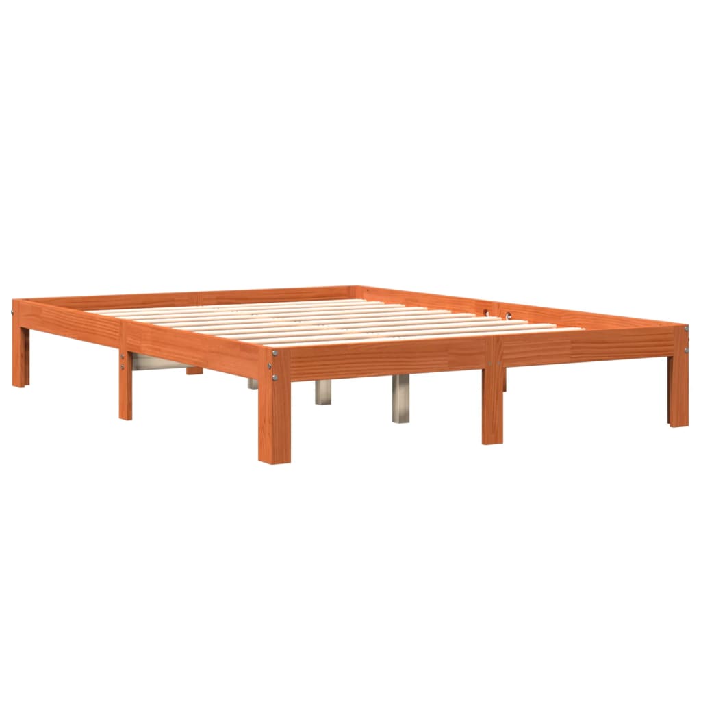 Letto senza Materasso Marrone Cera 140x190 cm in Legno di Pino