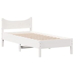 Letto senza Materasso Bianco 75x190 in Legno Massello di Pino