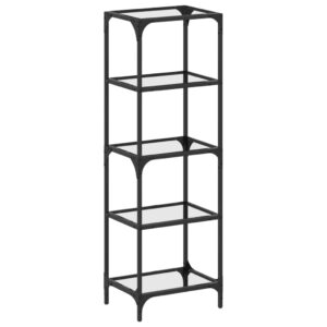 Scaffale con Piano in Vetro Nero 40x30x123cm in Acciaio