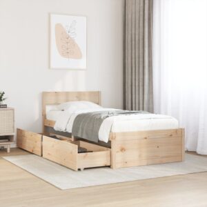Letto senza Materasso 90x200 cm in Legno Massello di Pino