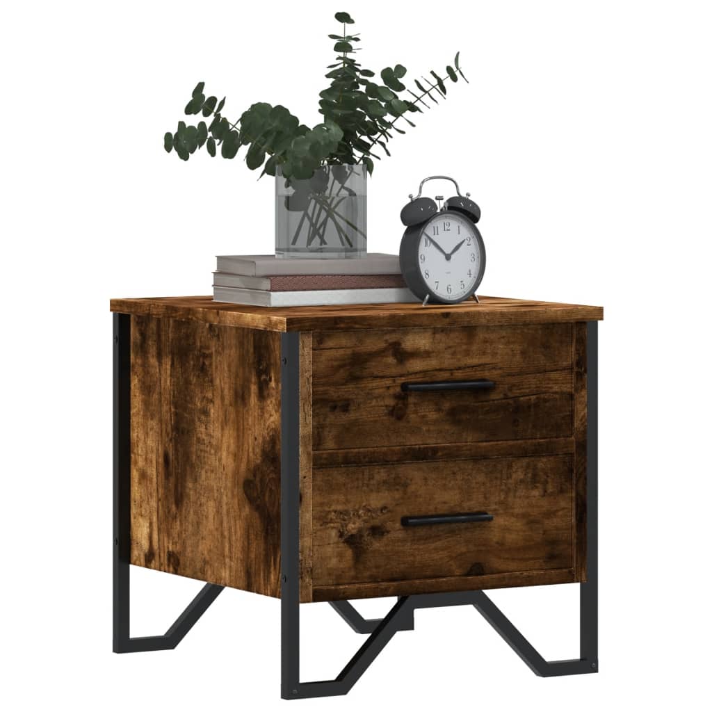 Comodini 2 pz Rovere Fumo 40x41x40 cm in Truciolato