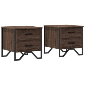 Comodini 2 pz Rovere Marrone 40x41x40 cm in Legno Multistrato