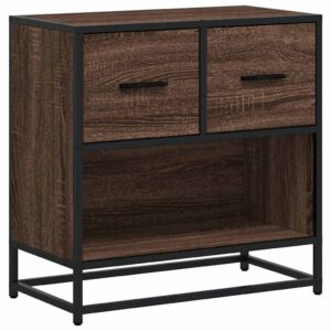Comodino Rovere Marrone 60x31x60 cm Legno Multistrato e Metallo