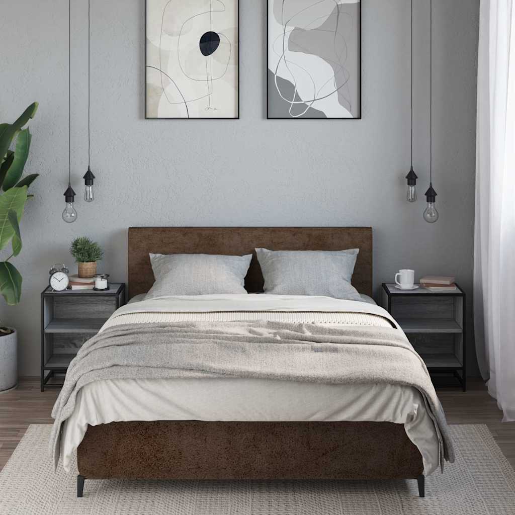 Comodini 2pz Grigio Sonoma 40x31x50cm Legno Multistrato Metallo