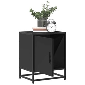 Comodini 2pz Neri 40x31x50 cm Legno Multistrato Metallo