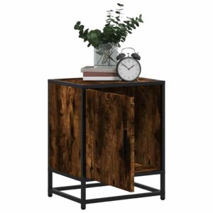 Comodini Rovere Fumo 2 pz 40x31x50 cm Legno Multistrato Metallo