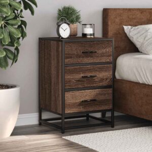 Comodino Rovere Marrone 40x34,5x60cm Legno Multistrato Metallo