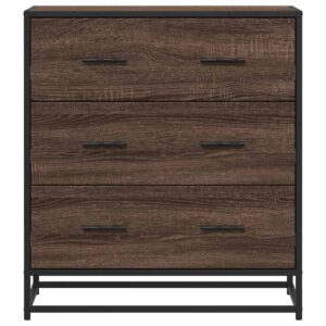 Credenza Rovere Marrone 68x35x76 cm in Truciolato e Metallo
