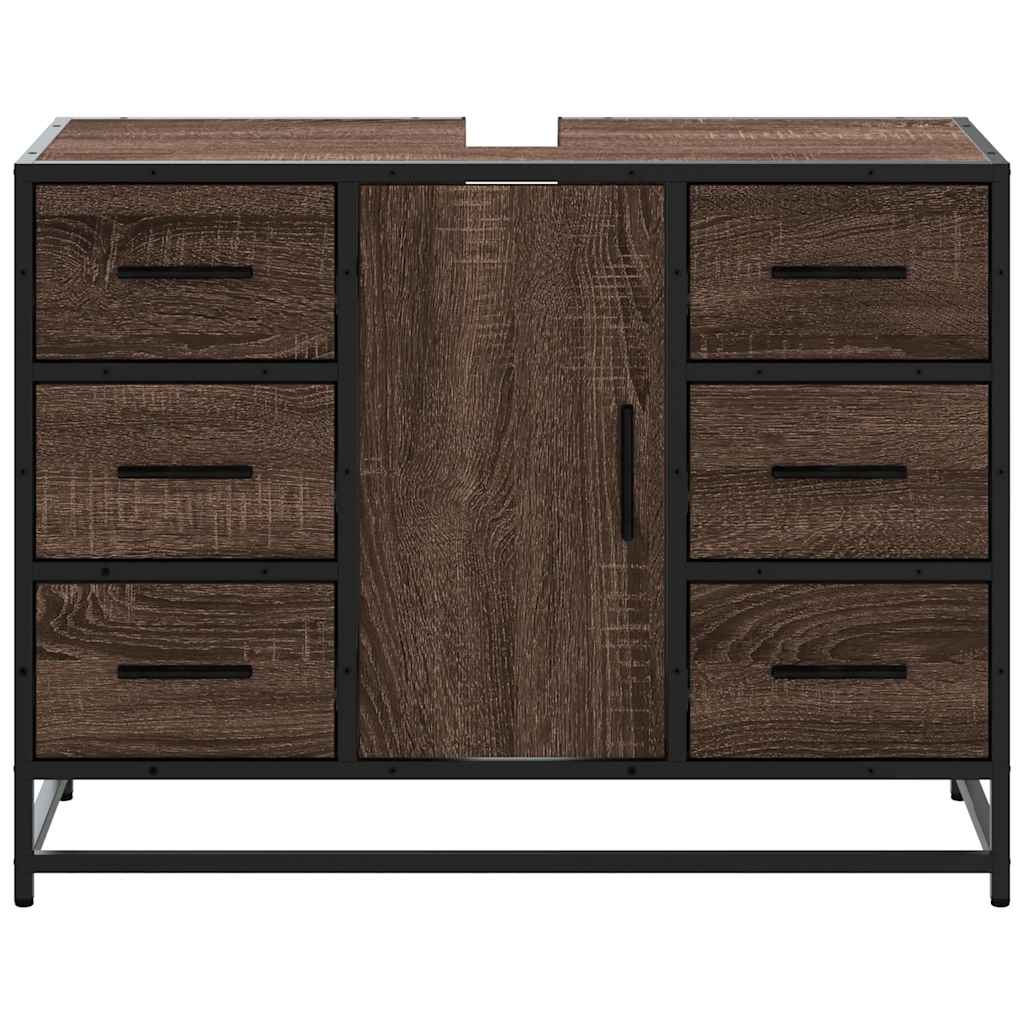 Mobile Lavabo Bagno Rovere Marrone 60x30x60cm Legno Multistrato