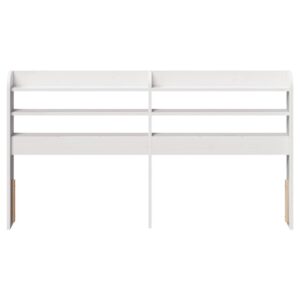 Testiera con Ripiani Bianca 140 cm in Legno Massello di Pino