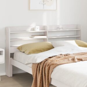 Testiera con Ripiani Bianca 120 cm in Legno Massello di Pino