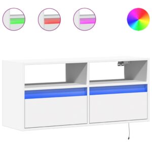 Mobile TV a Parete con Luci LED Bianco 100x31x45 cm