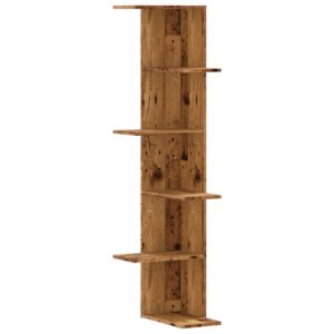 Scaffale Angolare Muro Legno Antico 36,5x36,5x140cm Multistrato