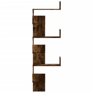 Scaffale Angolare a Muro Rovere Fumo 45x45x147 cm Multistrato