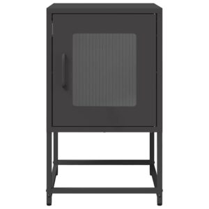 Comodino Nero 36x39x60,5 cm in Acciaio Laminato a Freddo