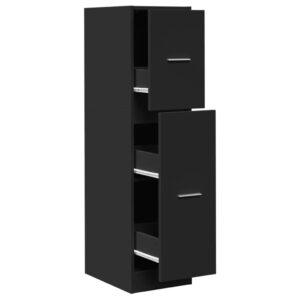 Armadietto da Farmacia Nero 30x41x118 cm in Truciolato